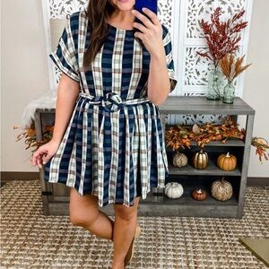 Plaid Tunic / Dress in Navy